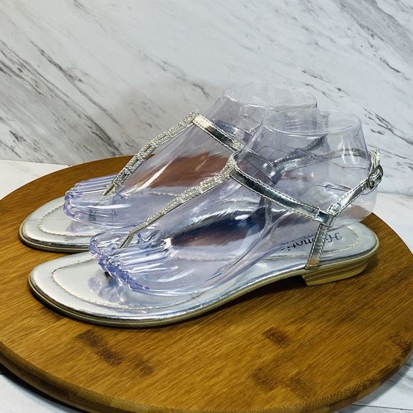Hypnotic Silver Shinestone Sandals Size 8 - Picture 1 of 9
